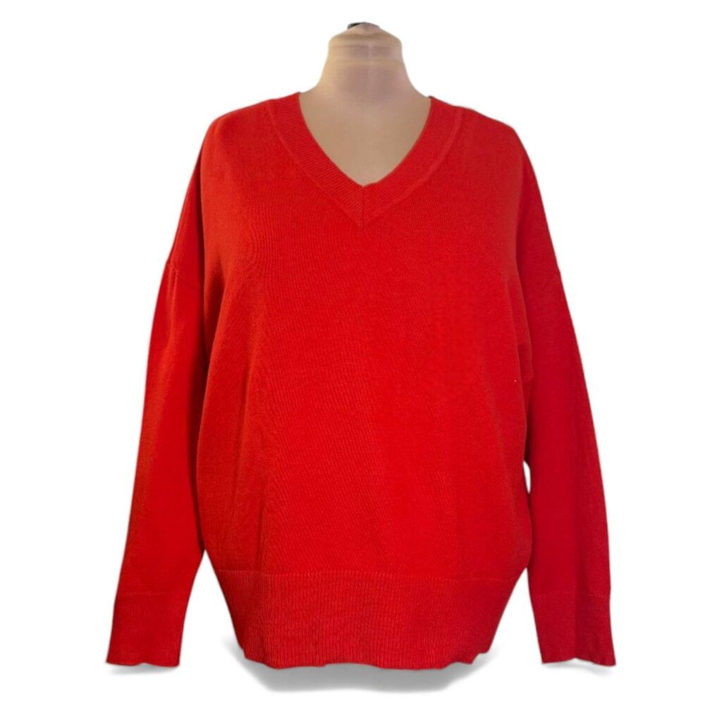 On 34th Women's Red V-Neck Dropped-Shoulder Sweater, MACY'S! New! Size XL - Picture 3 of 10
